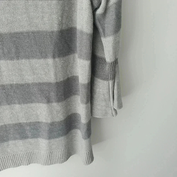 J Jill Gray Striped Metallic Sparkle Bell Sleeve Linen Blend Sweater Sz … - Picture 7 of 8